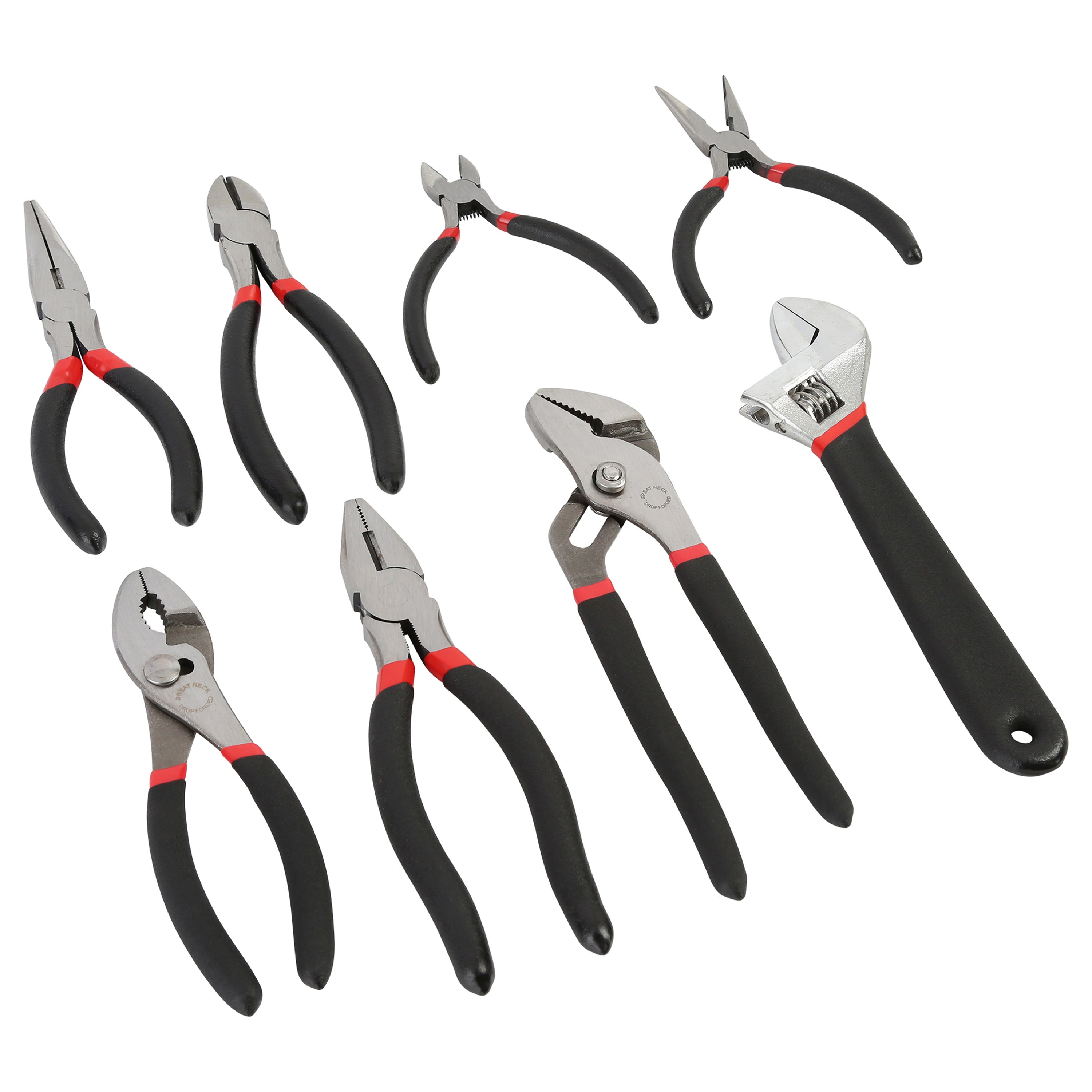 GreatNeck 87900 Pliers Set (8 Piece) with Adjustable Wrench
